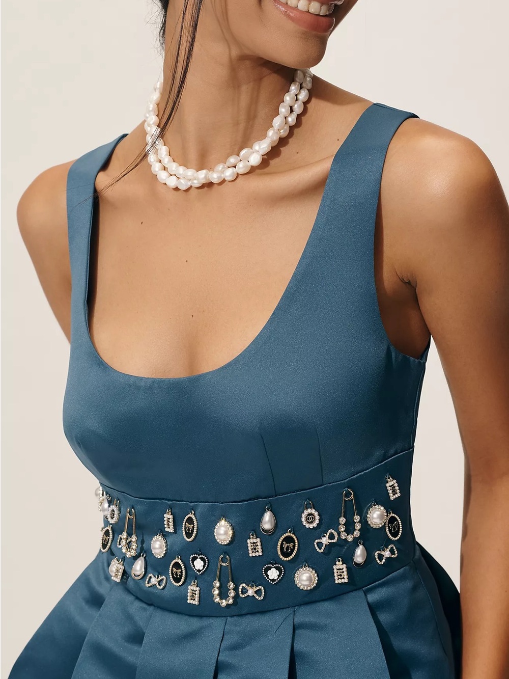 Anthropologie Maeve Satin Belted Charm Mini Dress